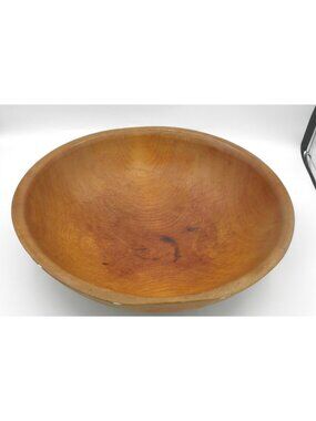 Antique Parrish Wooden Dough Bowl 13.25 Inches Round Trencher Rustic Farmhouse
